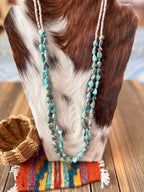 Handcrafted Turquoise & Heishi Beaded 28” Necklace