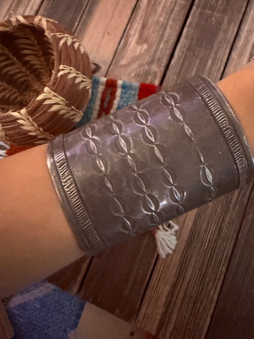 Handcrafted Old Pawn Sterling Silver Cuff Bracelet