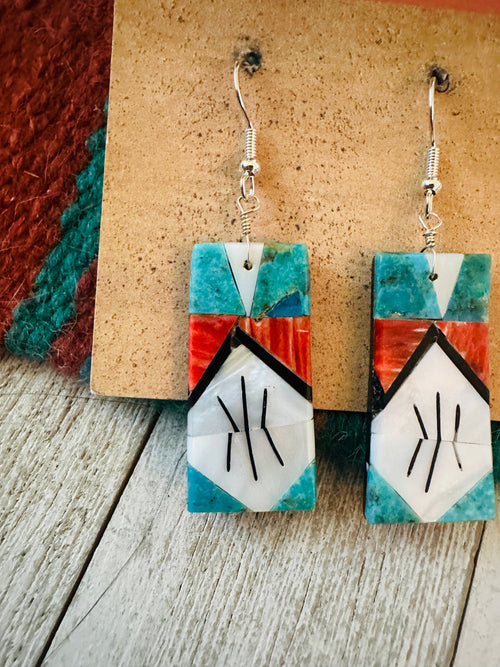 Santo Domingo Multi Stone Inlay Dangle Earrings