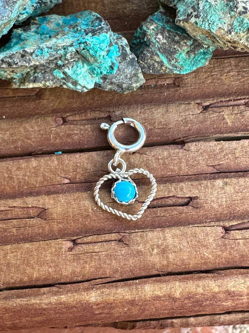 Navajo Made Sterling Silver and Turquoise Charm