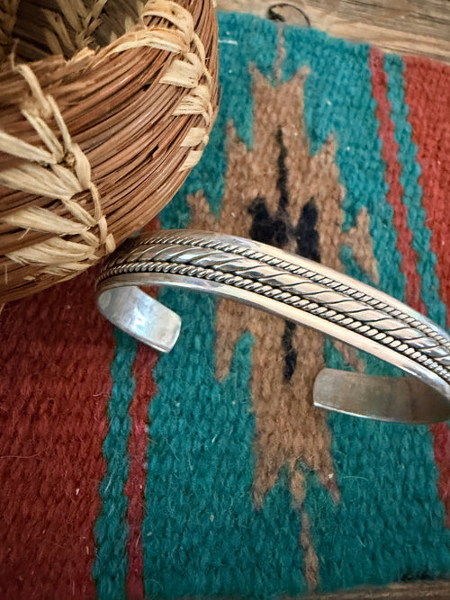 Handcrafted Old Pawn Sterling Silver Cuff Bracelet