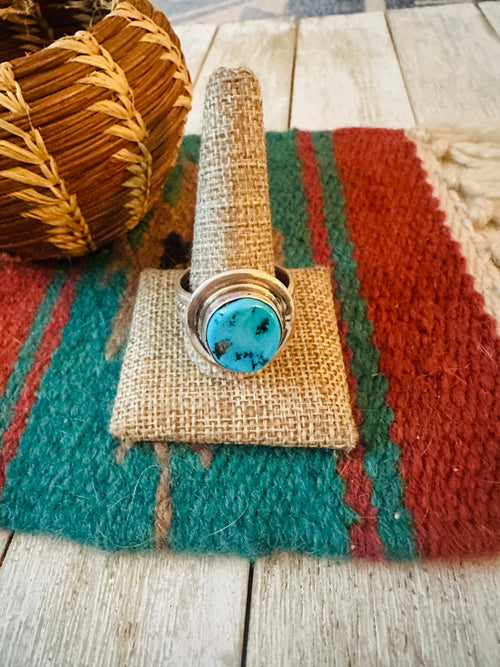 Old Pawn Handcrafted Turquoise & Sterling Silver Ring size 15.5