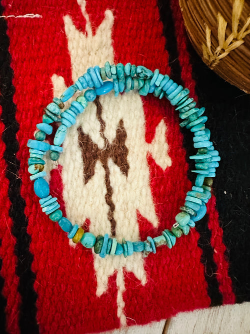 Navajo Turquoise Beaded Wrap Bracelet