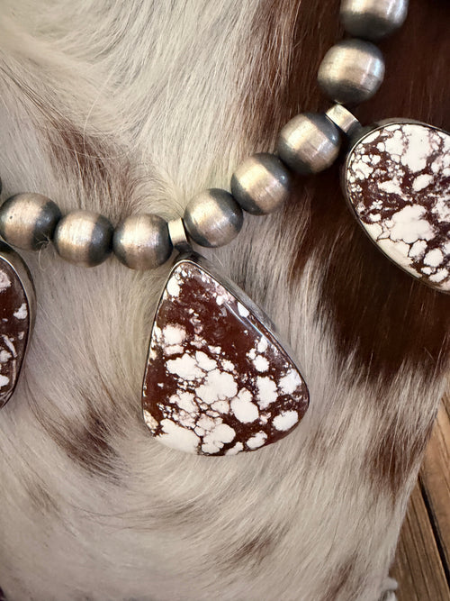 Handcrafted Wild Horse & Sterling Silver Beaded Necklace