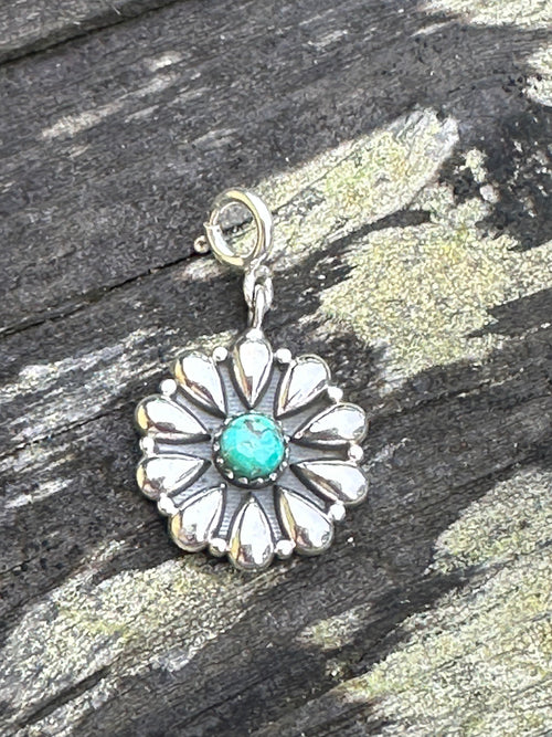 Sterling Silver and Turquoise Star Single Stone Flower Charm