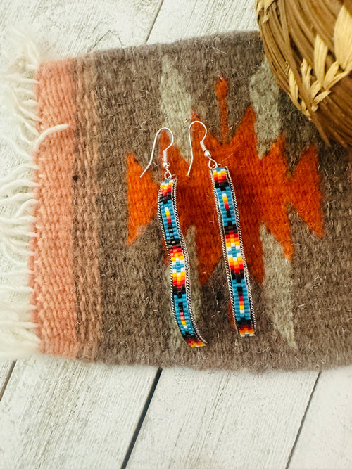 Navajo Handmade Multicolor Beaded Dangle Earrings