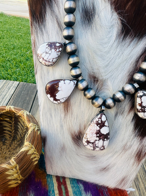 Handcrafted Wild Horse & Sterling Silver Beaded Necklace