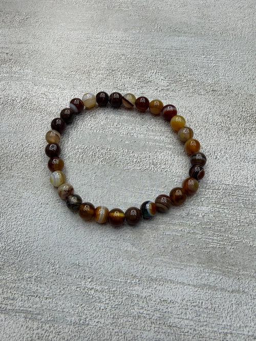 Brown Agate 6mm Beaded Stretch Bracelet