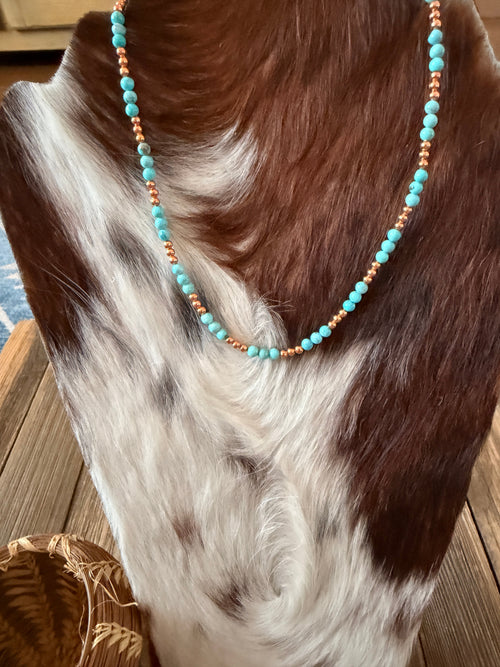 Handcrafted Turquoise & Copper Beaded Necklace