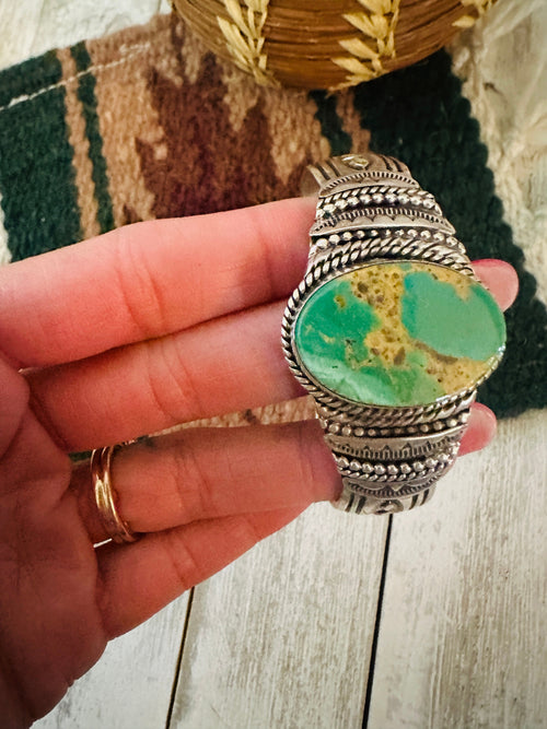 Old Pawn Navajo Turquoise & Sterling Silver Cuff Bracelet