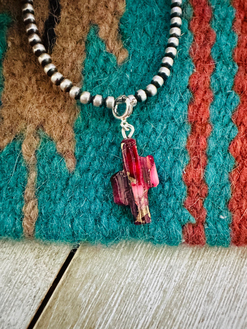 Navajo Hand Carved Rose Dahlia Saguaro Cactus Charm