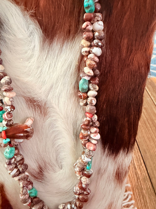 Old Pawn Handcrafted Multi Stone & Heishi Beaded 26” Necklace