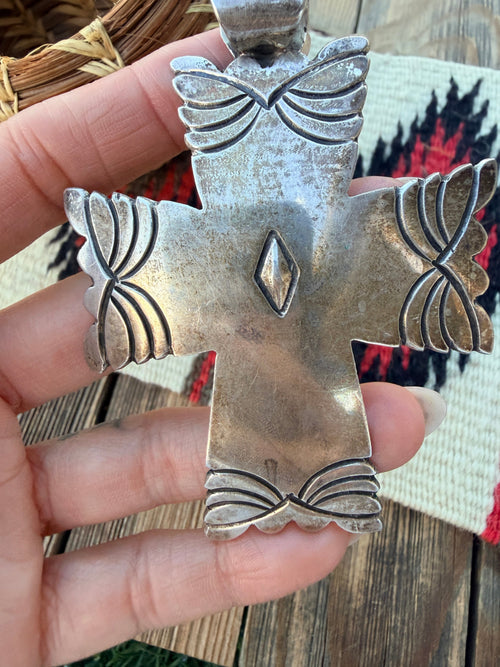 Old Pawn Handcrafted Sterling Silver Cross Pendant