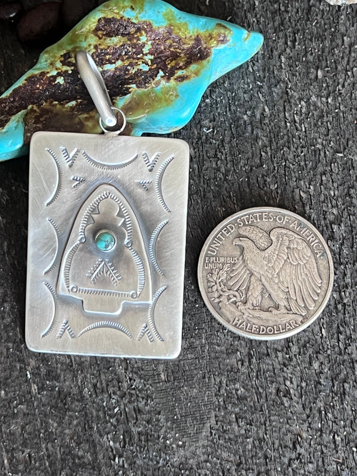 Hand Stamped Sterling Silver Fred Harvey Era Inspired Arrowhead Tag Pendant by Kimari Somers