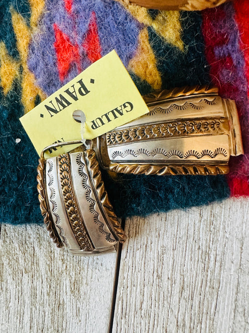 Old Pawn Vintage Navajo Gold Plated Sterling Silver Watch Ends