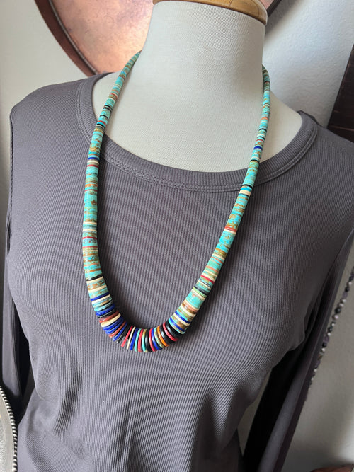 Ronald Chavez Handcrafted Multistone Heishi Beaded Santo Domingo Necklace