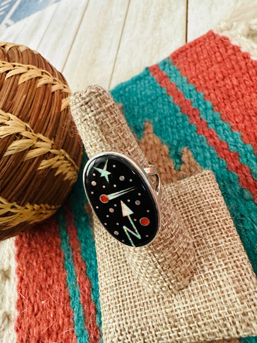 Handcrafted Multi Stone & Sterling Silver Inlay Starry Night Ring by Matthew Jack