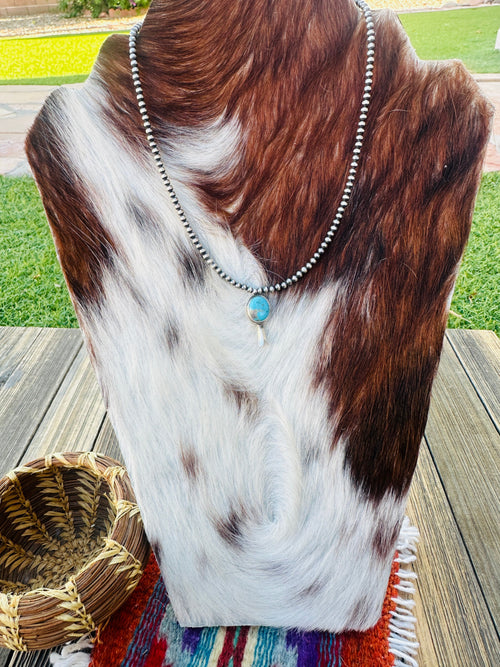 Handcrafted Turquoise & Sterling Silver Beaded Blossom Necklace