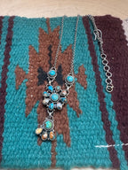 Handmade Turquoise, Spice & Sterling Silver Cluster Necklace