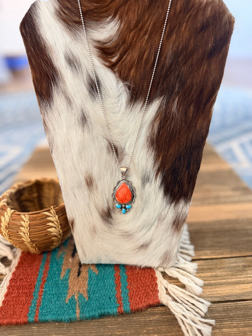 Old Pawn Handcrafted Spiny Oyster & Turquoise Necklace