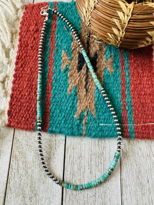 Navajo Turquoise & Sterling Silver Pearl Beaded Necklace