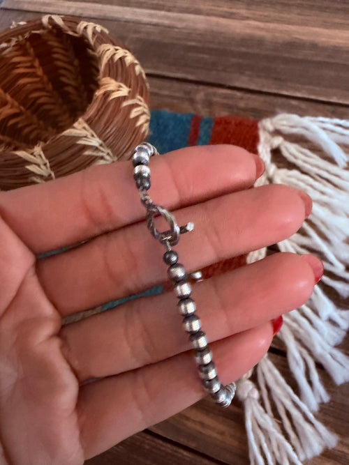 Handcrafted Spiny Oyster & Sterling Silver Pearl Cross Beaded Bracelet