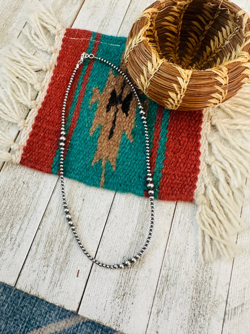 Navajo Sterling Silver Pearl Beaded 18” Necklace