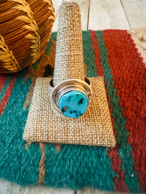 Old Pawn Handcrafted Turquoise & Sterling Silver Ring size 15.5