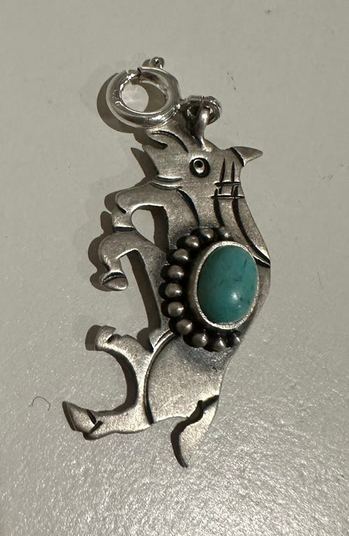 Sterling Silver Turquoise Southwest Rhino Charm