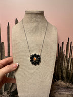 Handmade Spice, Onyx & Sterling Silver Cluster Necklace 3