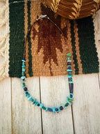 Navajo Multi Stone & Sterling Silver Beaded 22” Necklace