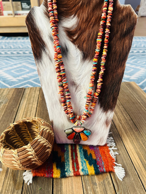 Old Pawn Vintage Handcrafted Multi Stone & Sterling Silver Beaded Necklace