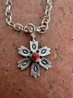 Handmade Sterling Silver and Coral CHRISTMAS SNOWFLAKE Charm