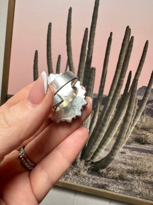 Handmade Turquoise, Moonstone & Sterling Silver Adjustable Ring