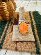 Old Pawn Navajo Sterling Silver & Orange Spiny Men’s Ring Size 12