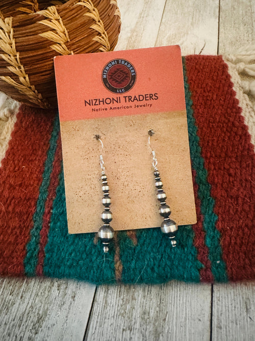 Handcrafted Sterling Silver Pearl Beaded Dangle Earrings