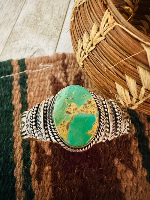 Old Pawn Navajo Turquoise & Sterling Silver Cuff Bracelet
