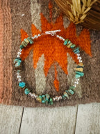 Navajo Sterling Silver Pearl & Turquoise Beaded Bracelet