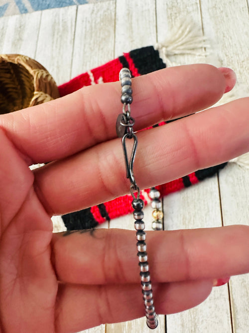Navajo Sterling Silver & Gold Beaded 18” Necklace