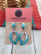 Handcrafted Old Pawn Sterling Silver & Turquoise Dangle Earrings