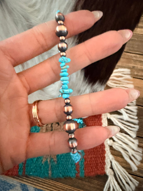 Handcrafted Turquoise & Copper Beaded Necklace