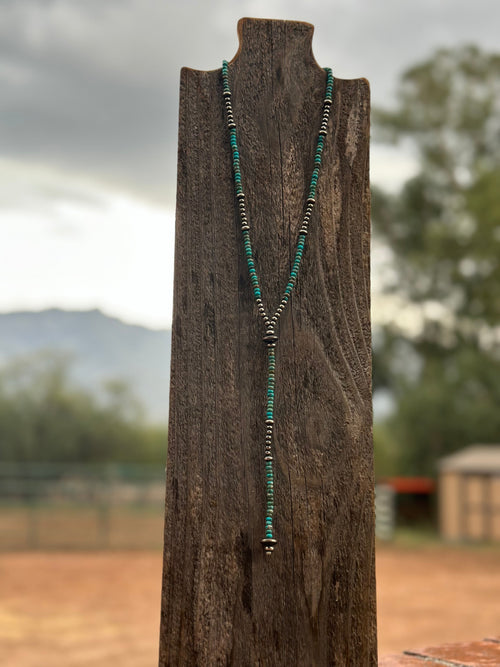 The Cowboy Navajo Sterling Silver & Turquoise Beaded Lariat Necklace