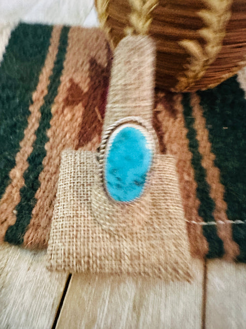 Old Pawn Handcrafted Turquoise & Sterling Silver Ring Size 9.75