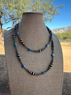 Handmade Golden Hills Turquoise & Sterling Silver Beaded Necklace