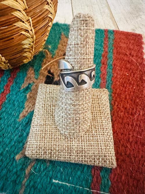 Old Pawn Navajo Sterling Silver Overlay Adjustable Band Ring