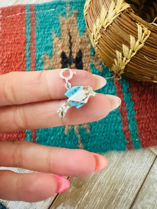 Navajo Hand Carved Blue Mojave Dolphin Charm