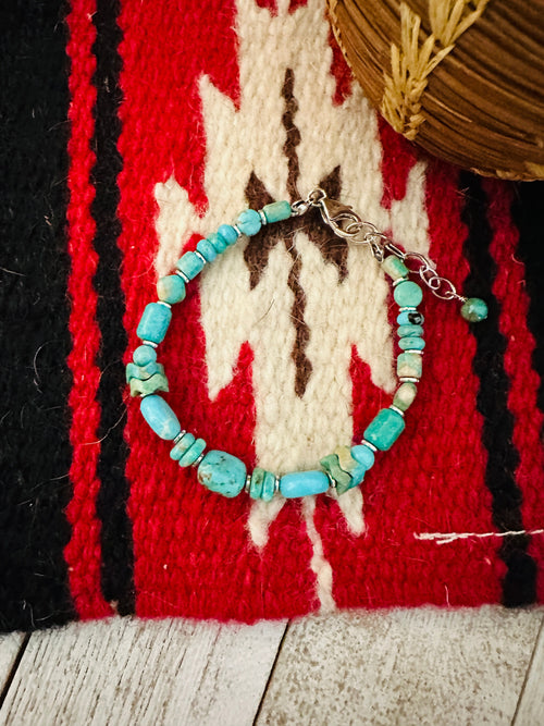 Navajo Turquoise & Sterling Silver Beaded Bracelet