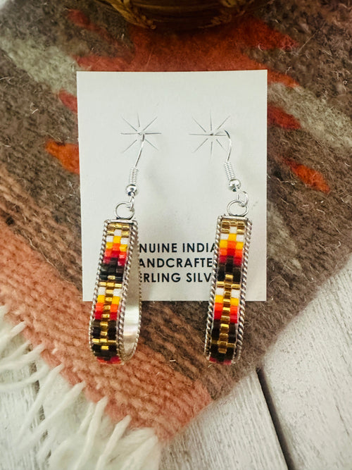 Navajo Handmade Multicolor Beaded Teardrop Dangle Earrings