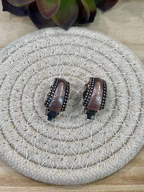 Vintage Handmade Copper Clip On  Earrings