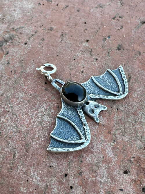 Halloween Collection Sterling Silver & Onyx Bat Charm